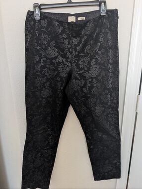 Metallic Black Floral Dress Pants